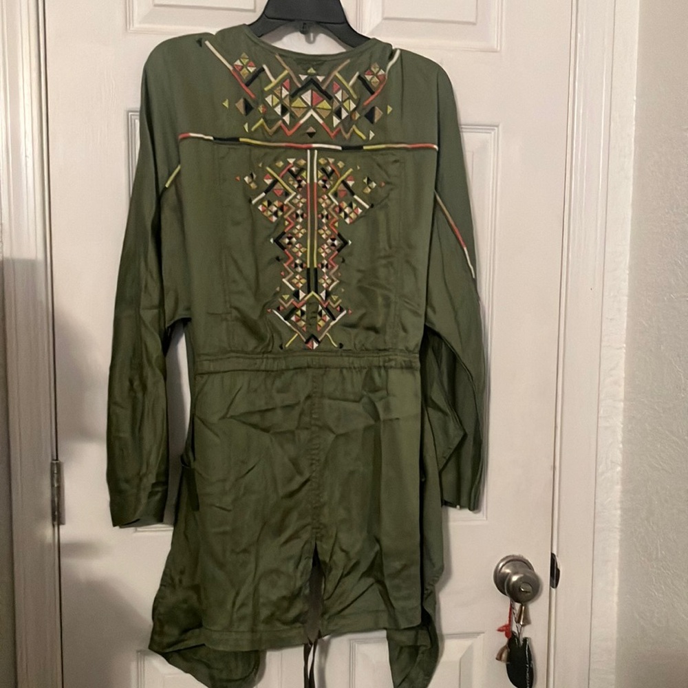 Lightweight Cinch Waist Olive Green Drape Jacket